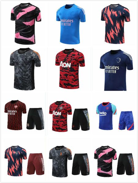 

2021 real madrid training shirts soccer jersey football uniforms camouflage wear with shorts sets 20 21, Black;yellow
