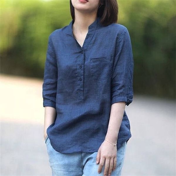 

women blouses shirts minimalist single-breasted female blue shirts spring summer oversized 210722, Black;brown