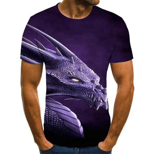 

men's t-shirts 2021 summer 3d printing dragon short sleeve novelty cool fashion t-shirt selling, White;black