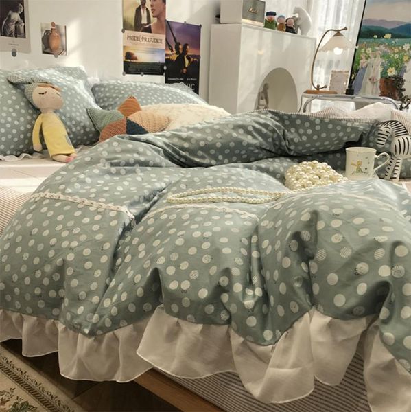

bedding sets cute fairyfair polka dot set kid teen adult,cotton twin full  king home textile bed sheet pillow case quilt cover