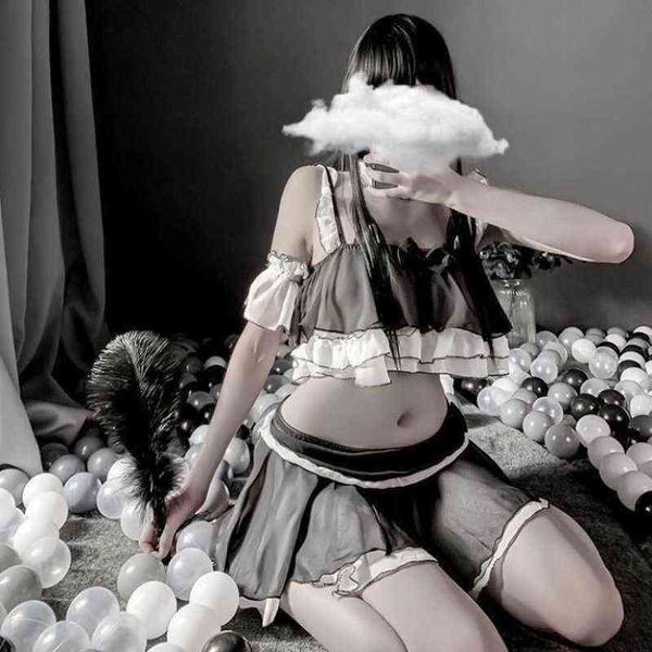 

nxy set japanese kawaii cafe uniform halloween maid outfits cute cat costume womens lingerie jurk gothic lolita clothing 1210, Red;black