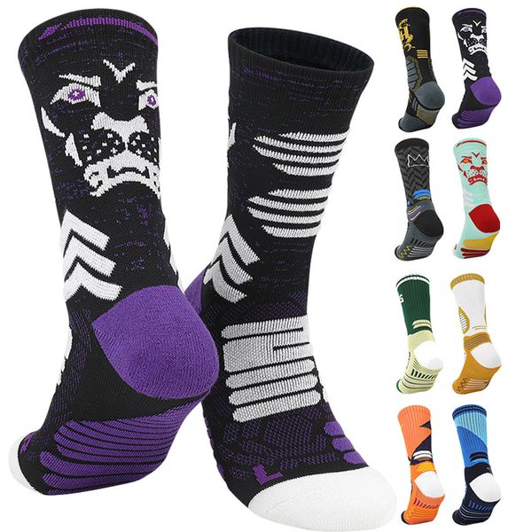 

men basketball socks thick protective cushioned athletic training sports outdoor elite sock stylish, Black