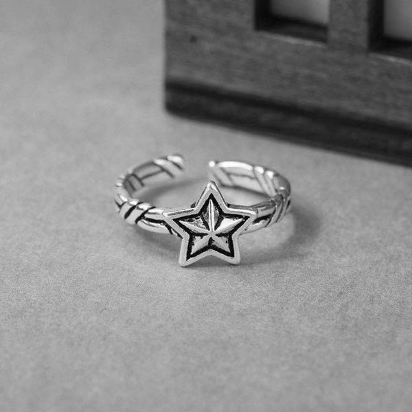 

korean pentagram ring for men and women, Black
