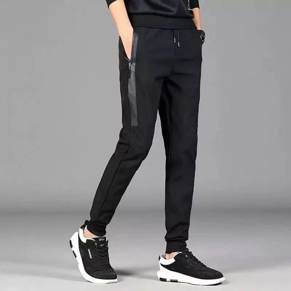 

autumn men's casual sports pants black plush jogging super brand 5xl