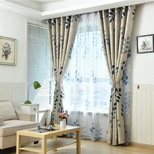 

cleon rural wind leaf shading curtains for living room bedroom fresh blackout cloth balcony curtain tulle window home decoration & drapes