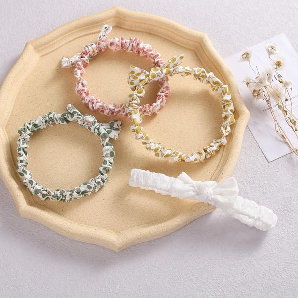

hair accessories sweet baby headband bowknot elastic bands for girls nylon printed hairbands fashion kids headwear 2021, Slivery;white