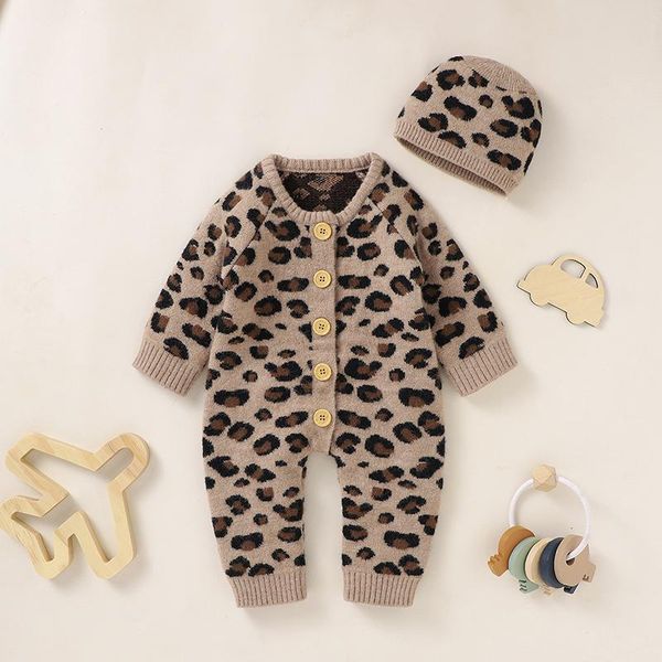 

jumpsuits born baby romper knit infant boy girl jumpsuit outfits fashion dot leopard toddler kid clothing hat long sleeve fall playsuit, Blue