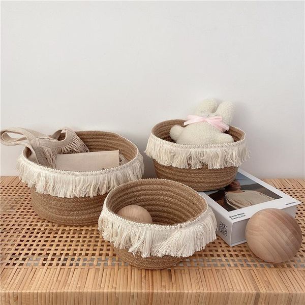 

storage baskets s/m/l tassel basket cotton rope woven candy underwear socks organizer home decor sundries container