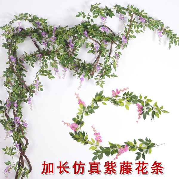 

decorative flowers & wreaths 2m artificial wisteria flower vine ivy leaf garland rattan string wedding arch home garden decor