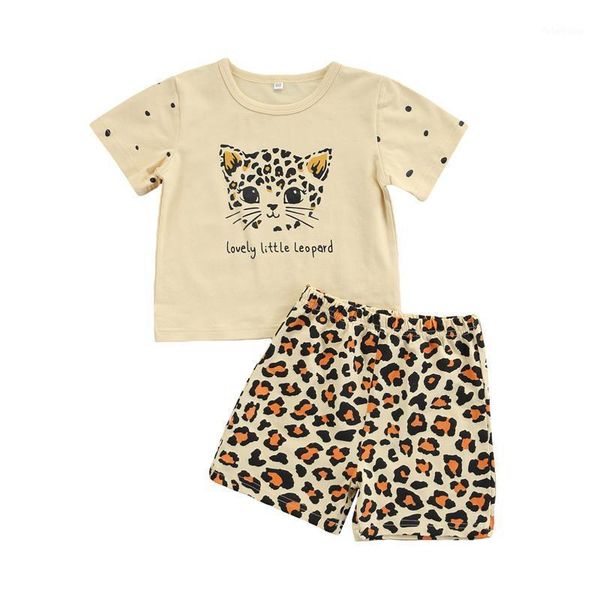 

clothing sets 2021 little toddler baby girls clothes set 2t-7t cute shorts leopard t-shirt short sleeve pants 2pcs summer outfits1, White