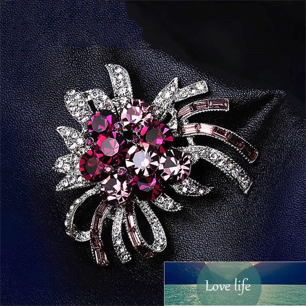 

luckydays new luxury purple crystal violet brooch flower for women lady simple wild buckle scarf girls gifts factory price expert design qua, Gray