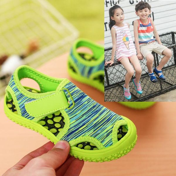 

sandals summer kids baby girls boys non-slip outdoor sneakers soft sole hook beach children, Black;red