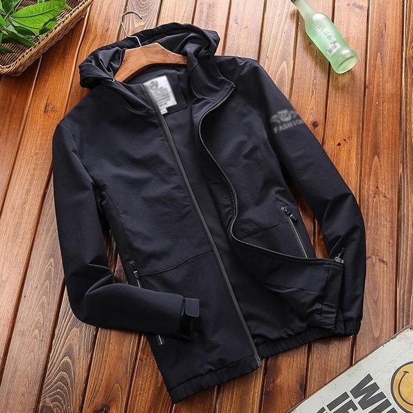 

men's jackets 2021 fashion men quickly dry casual jacket spring autumn hooded outwear coat long sleeves outfit plus size clothes, Black;brown