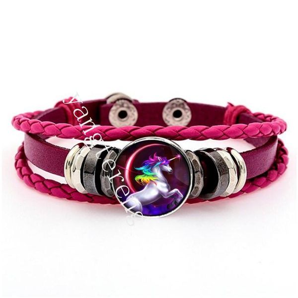 

link, chain 2pcs retro rose red leather adjustable bracelet 18mm button, Black