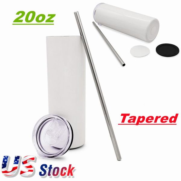 

water bottles wholesale 20oz bulk sublimation blank white skinny tumbler stainless steel double wall heat transfer bottle metal cups