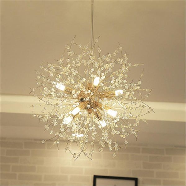 

pendant lamps nordic minimalist creative crystal dandelion chandelier art fire ball lamp parlor bar restaurant dinner hanging lamping metal