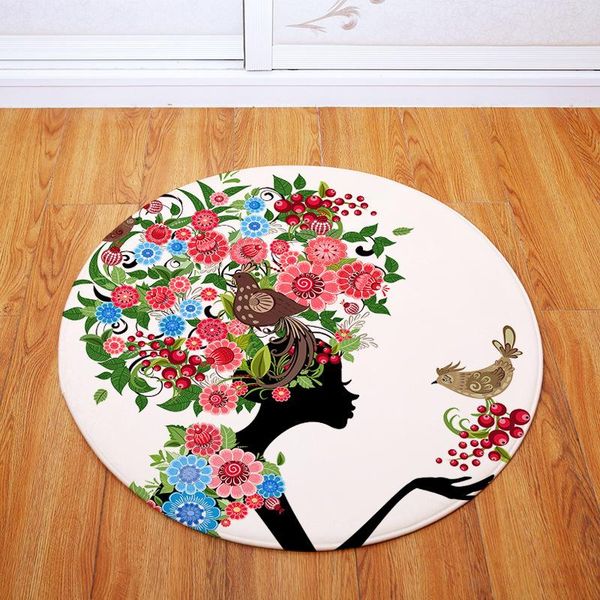 

cushion/decorative pillow flower girl round floor mat dust doormat living room coffee table pad kitchen bathroom non-slip rug office carpet