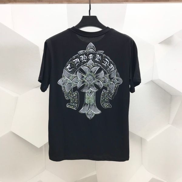 

fashion brand 21 summer new ch crow hand painted graffiti drill cross sanskrit short sleeve t-shirt for me, White;black