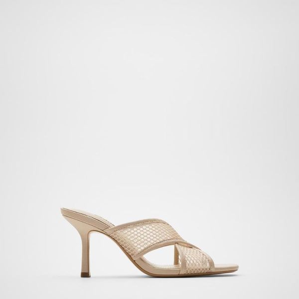 

slippers summer women slide sandals beige high heeled slipper mesh crossed same design, Black