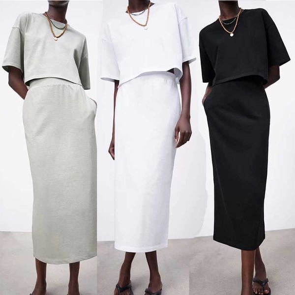 

2-piece suit suit za fashion simple office suit casual chic cotton comfortable street youth 210601, White