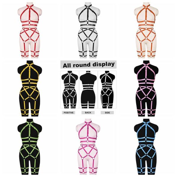 

belts women's belt punk goth dance rave garters 2pc lingerie set leather harness hollow bra corset accessories adjust waist size, Black;brown