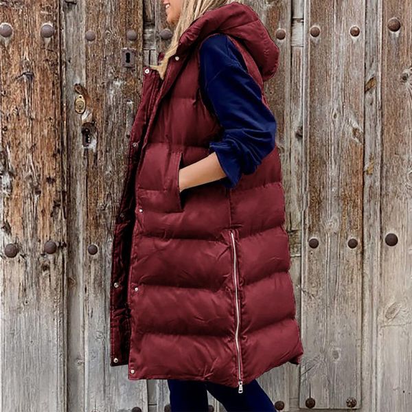 

women's vests 2021 solid down vest coat sleeveless women winter windproof warm korean long waistcoat female chalecos para mujer, Black;white