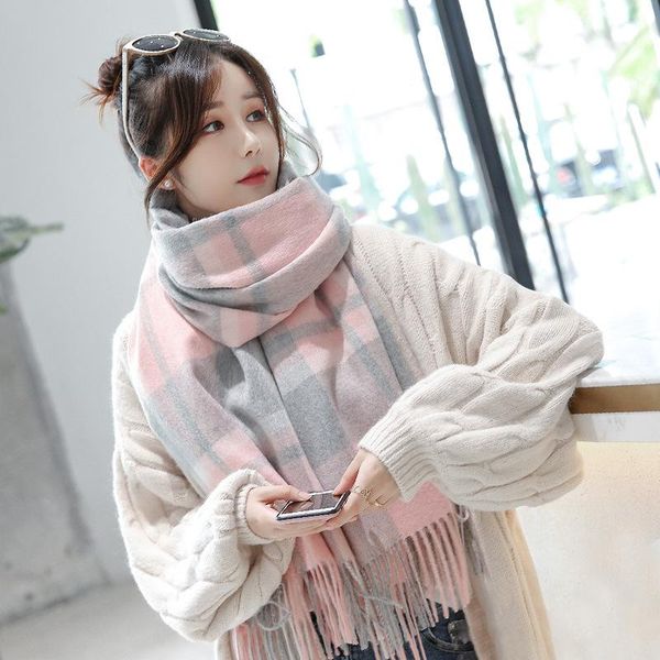 

winter 100% pure wool scarf neck warmer women echarpe wrap with tassel pashmina foulard femme merino cashmere scarves for ladies, Blue;gray