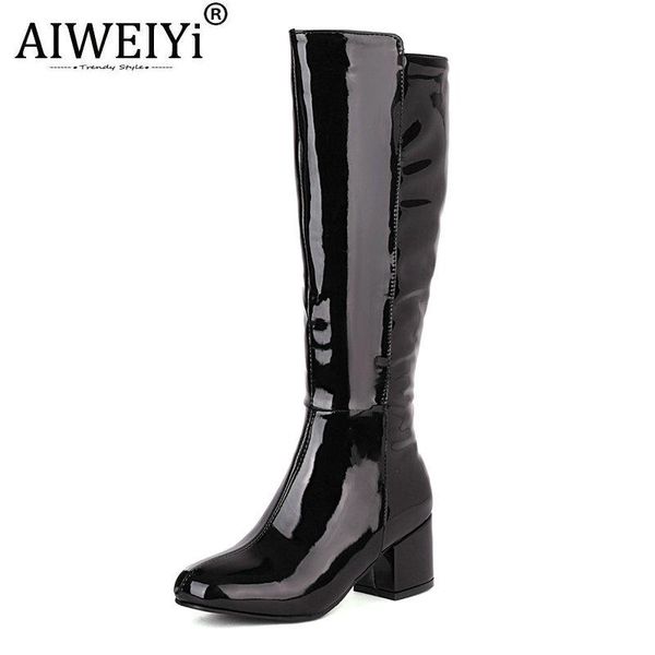 

boots patent leather knee high for woman black red ladies thigh keep warm winter snow riding botas