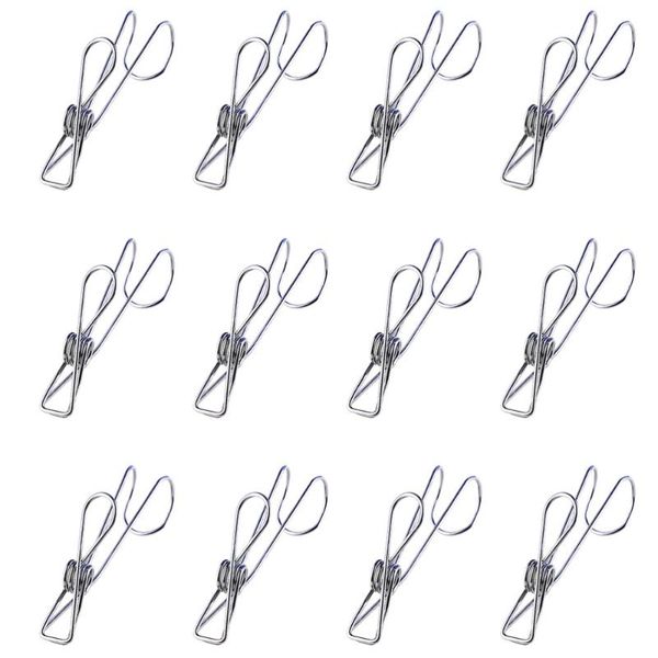 

set 25 pcs stainless steel clothes clips spring storage pin (silver) hooks & rails
