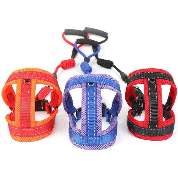 

dog collars & leashes pet harness nylon rope for small medium dogs with soft handle adjustable belt lightweight vest leash set