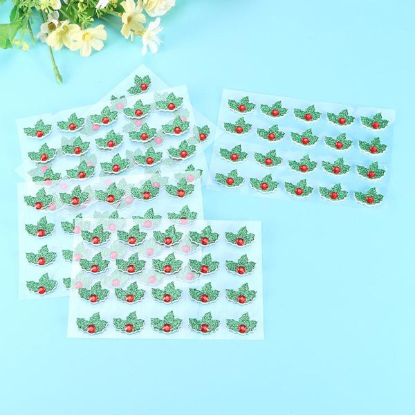 

gift wrap 5 sheets green and red christmas holiday holly leaves stickers diy decorative