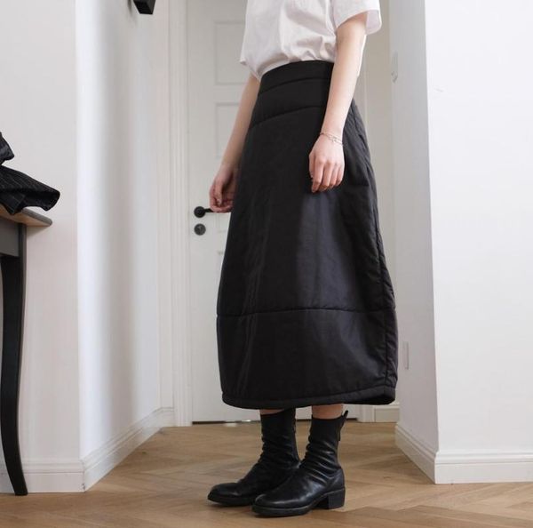 

skirts woman warm cotton long skirt, Black