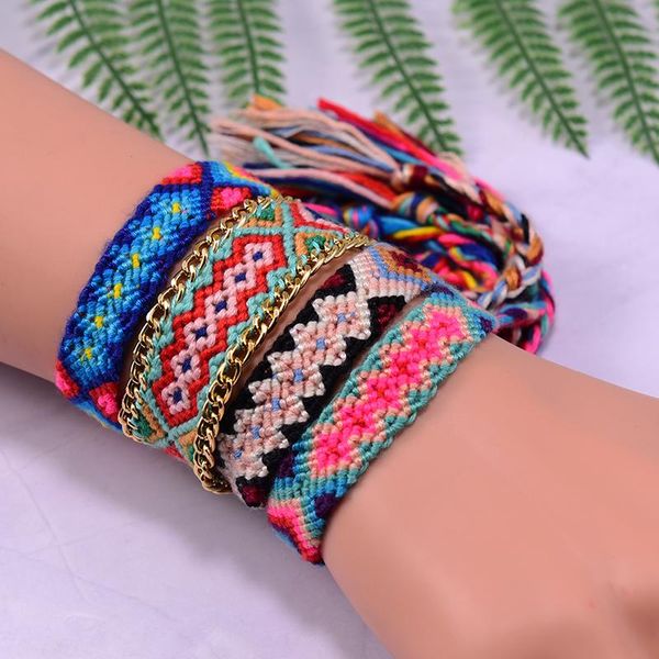 

charm bracelets bohemian friendship bracelet for women fashion couple vintage handmade braided macrame wrap pulseras femme, Golden;silver
