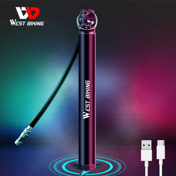 

bike pumps west biking 120psi portable electric air pump usb rechargeable compressor with pressure gauge tire inflator for car bicycles
