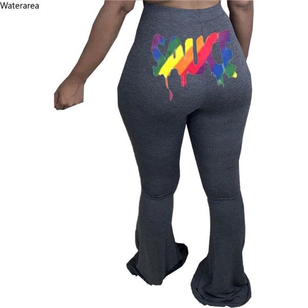 

women's pants & capris waterarea women sauce letter print wide leg flare leggings bellbottoms high waist trousers draped jogger sweatpa, Black;white