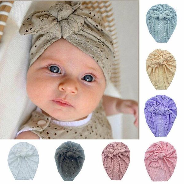 

caps & hats big bows baby bonnet cap solid color cute ears mesh cotton turban hat born boys girls sweet soft elastic headwrap1, Yellow