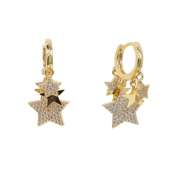 

2020 new fashion wedding party girls jewelry bohemia vintage silver gold 5 different size star drop earrings for women with cz