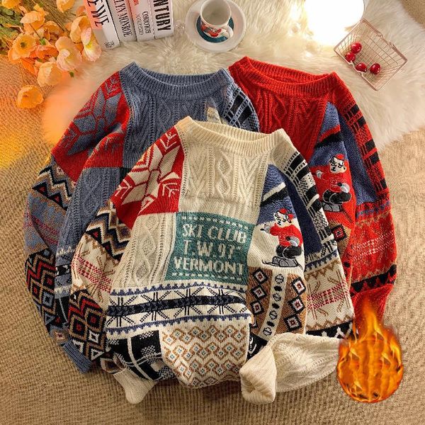 

men's sweaters ugly christmas men sweater autumn casual cartoon pullover lazy harajuku gengar knit streetwear oversized unisex, White;black