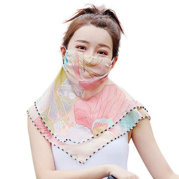 

scarves women summer chiffon headwear face neck scarf head thin sunscreen silk protective bandana, Blue;gray
