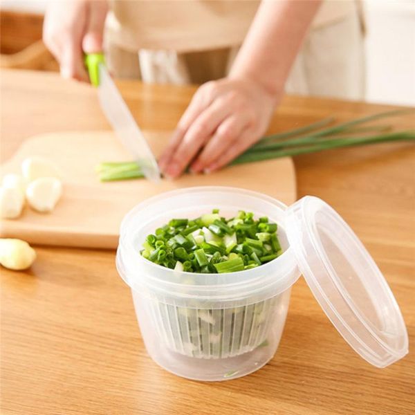 

storage bottles & jars kitchen refrigerator box round transparent double drain ingredients home organizer food container j50