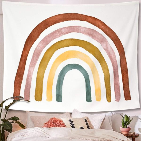 

tapestries rainbow tapestry wall decor, hanging hand sewn edges boho colors fft