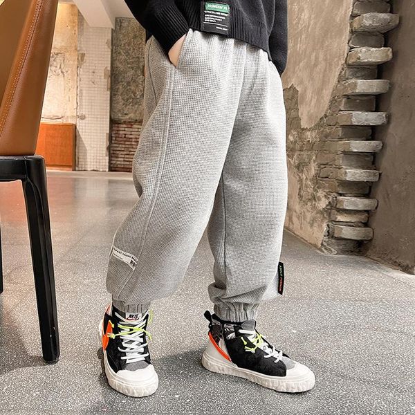 

trousers teenager spring fall daily casual sport children solid color loose jogging sweatpants kids boys comfortable pants 6-12y, Blue