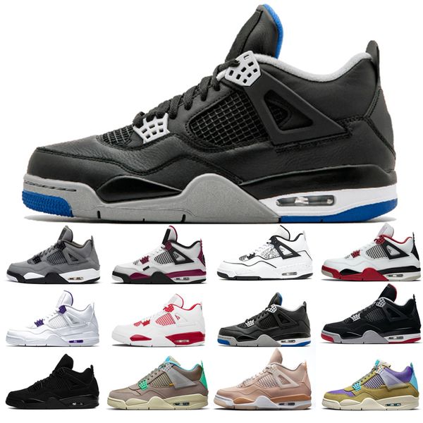 

new basketball shoes 4s man woman black cat court purple university neon bred alternate motorsport orange metallic white cement pure money s
