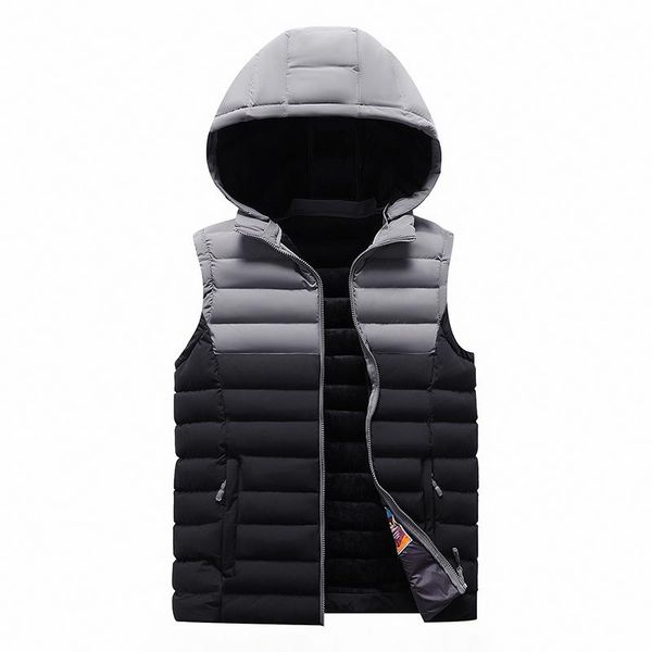 

men's vests kksky mens hooded jacket winter fleece sleeveless parkas male coat fashion waistcoat homme clothing oversized -4xl, Black;white