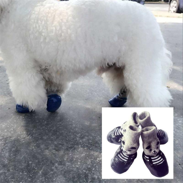 

4pcs/lot cotton rubber pet dog apparel shoes waterproof non-slip rain snow boots for puppy small cats dogs