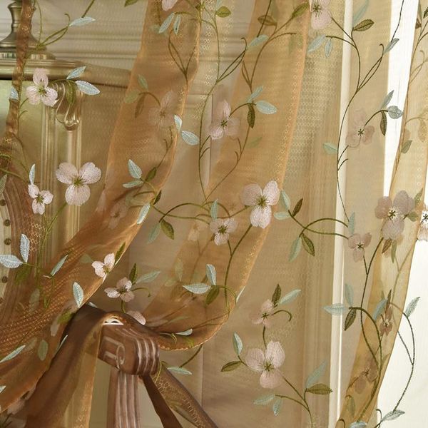 

curtain & drapes curtains for living dining room bedroom european style magnolia flower embroidery gauze multicolor thread windows door