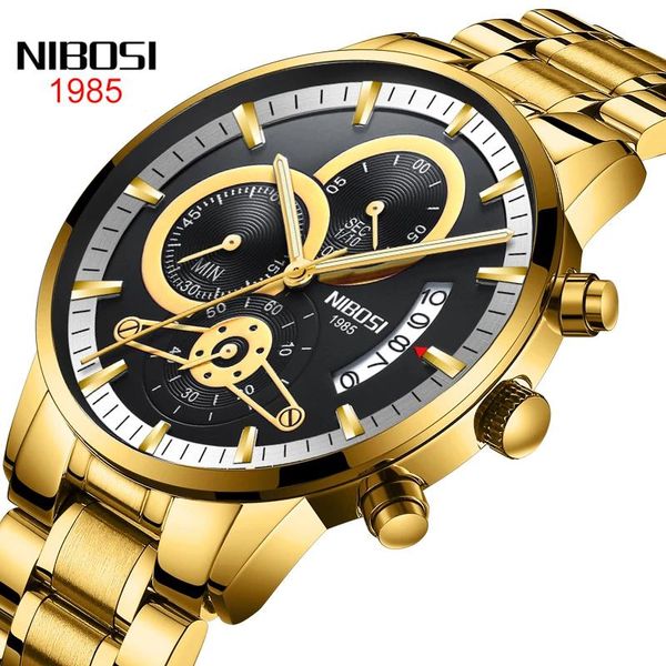 

wristwatches nibosi men watches luxury famous brand men's fashion casual gold quartz watch military relogio masculino saat, Slivery;brown