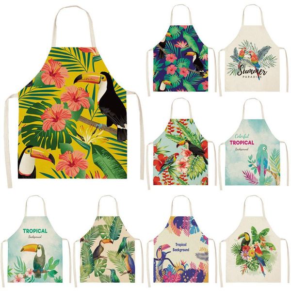 

aprons flower and bird pattern apron baking accessories for women kitchen cooking