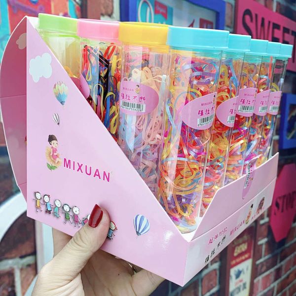 

hair rubber bandshair bandskorean version of children's plastic box with continuous disposable rubber band baby ring hair rope, Pink