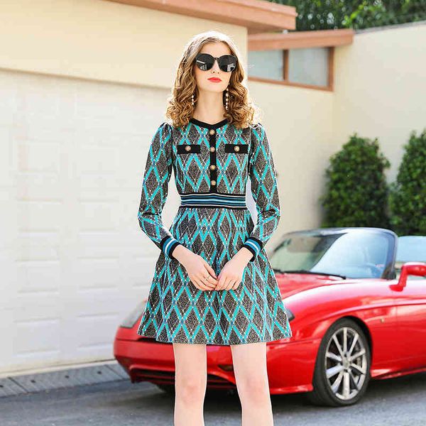 

dresses winter women knitted plaid sweater korean long sleeve single breasted a line mini lurex elegant ladies es, Black;gray